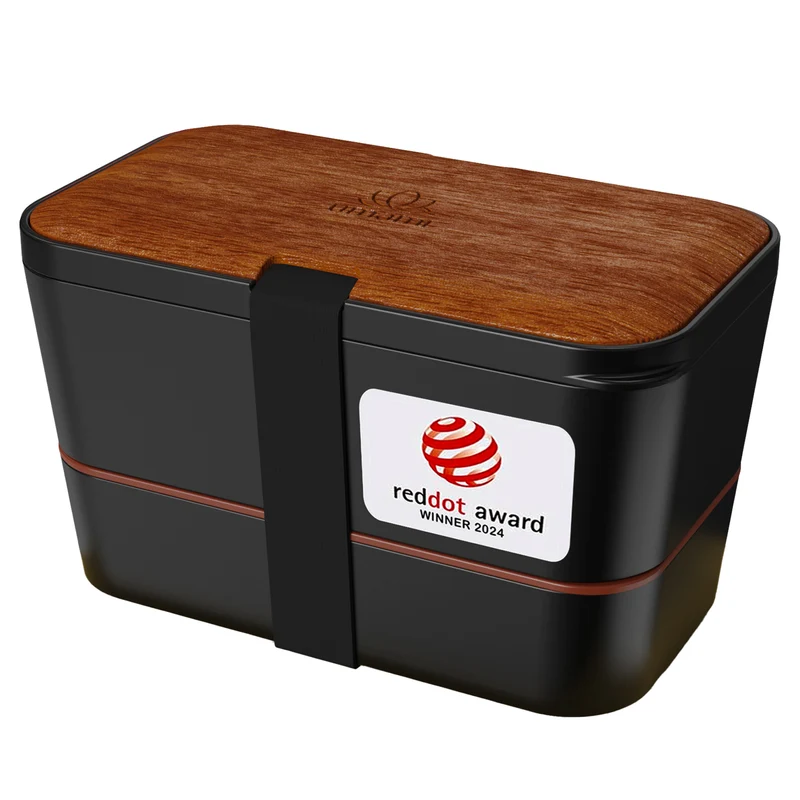 Premium Nestable Bento Box Sapele Black (51 oz)