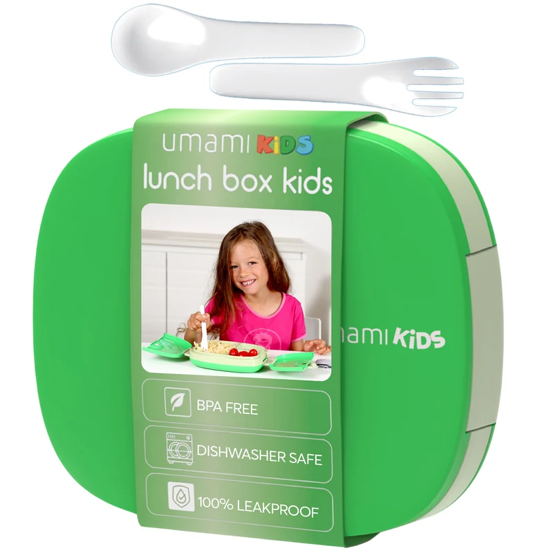 KIDS Bento Lunch Box With Cutlery Green
