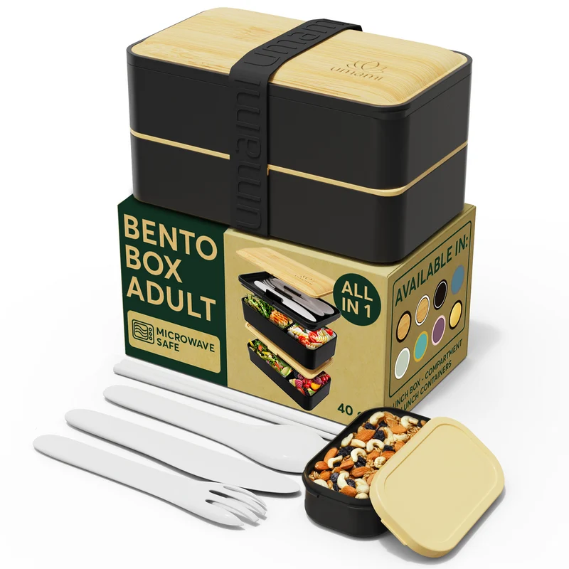 Original Bento Box Wood Black & Bamboo
