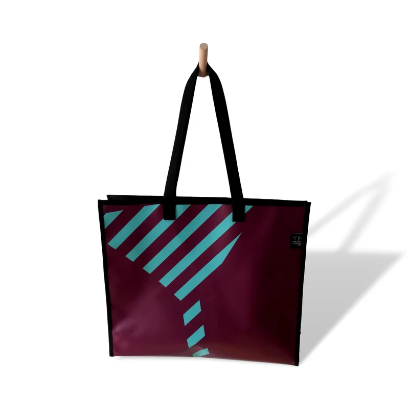 Sac à Fourre-tout - Sac écoresponsable - bourgogne rayé bleu