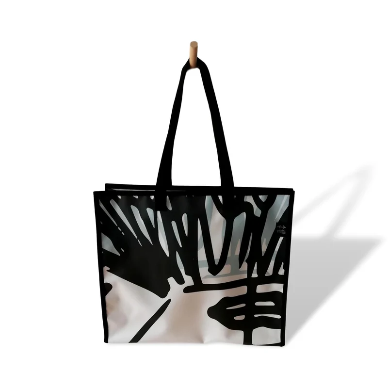 Sac à Fourre-tout - Sac écoresponsable - abstrait blanc, bleu et noir