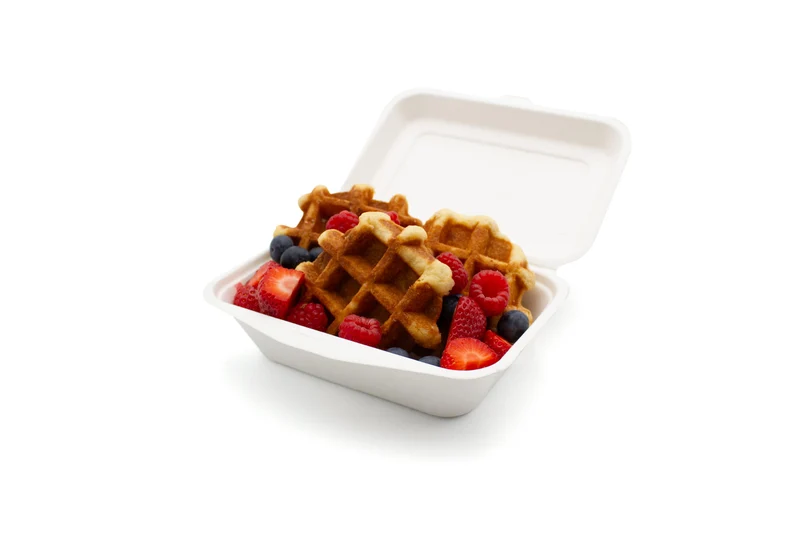Bagasse Clamshell - 18.5 x 13.4 x 6.5 mm (7.5 x 2.5")