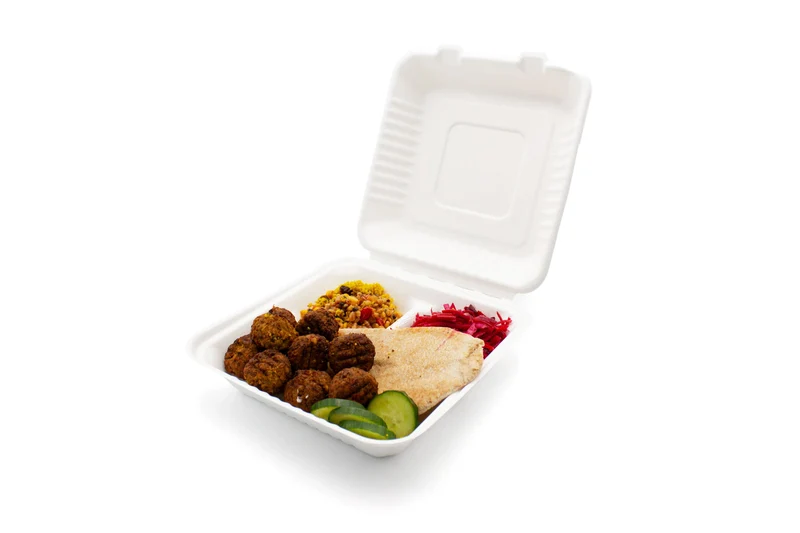 Bagasse Clamshell - 23. x 23 x 5 mm (9 x 9")