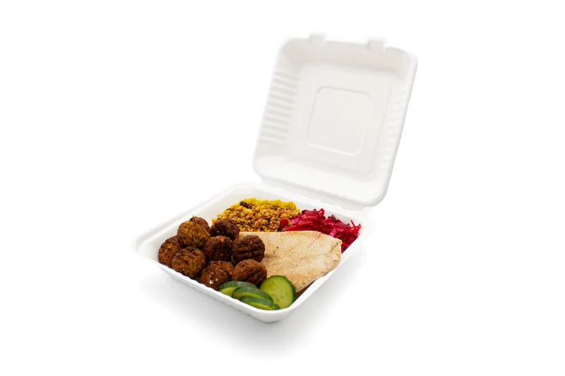 Bagasse Clamshell - 23 x 23 x 5 mm (9 x 9")