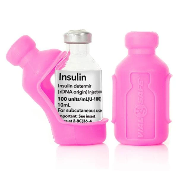 Étui de protection Vial Safe pour flacons, format court 10 ml, rose, lot de 2