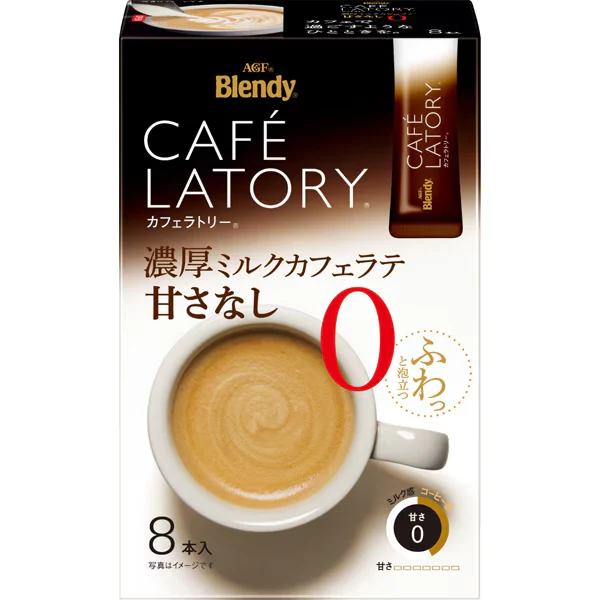 AGF Blendy Cafe Latory Unsweetened Stick Coffee Rich Milk Latte 8 Sticks