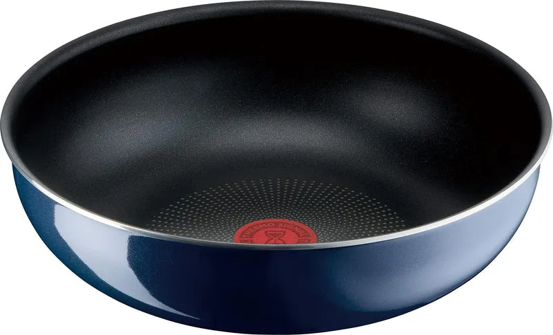 T-fal Detachable Handle Deep Stir Fry Pan Gas Stove Safe PFOA Free L43719 Blue 28cm