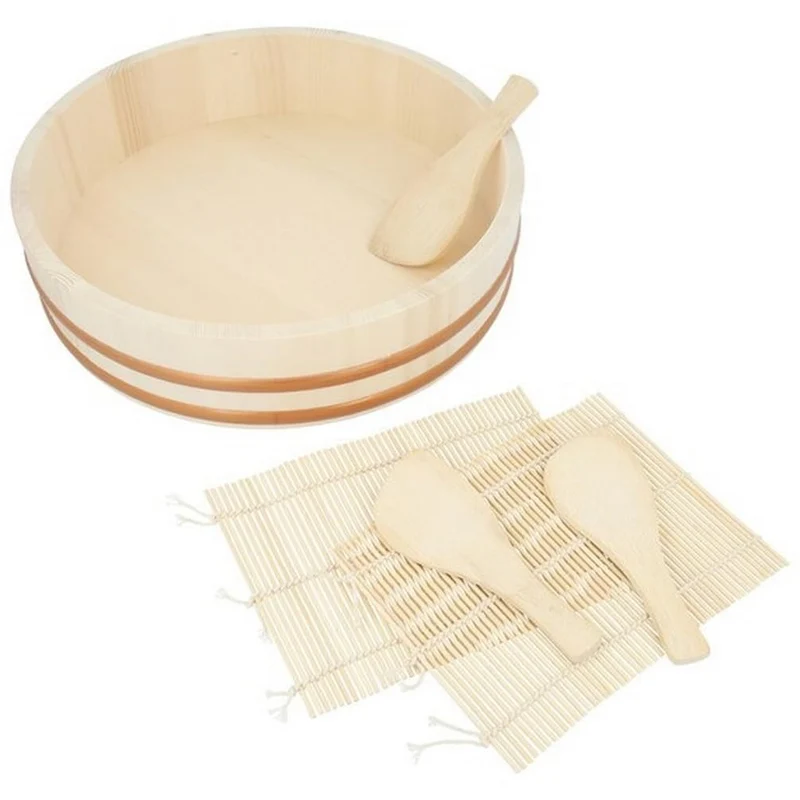 Nitori Hand Roll Sushi Set with Rice Paddle and Bamboo Mat Natural 8977825
