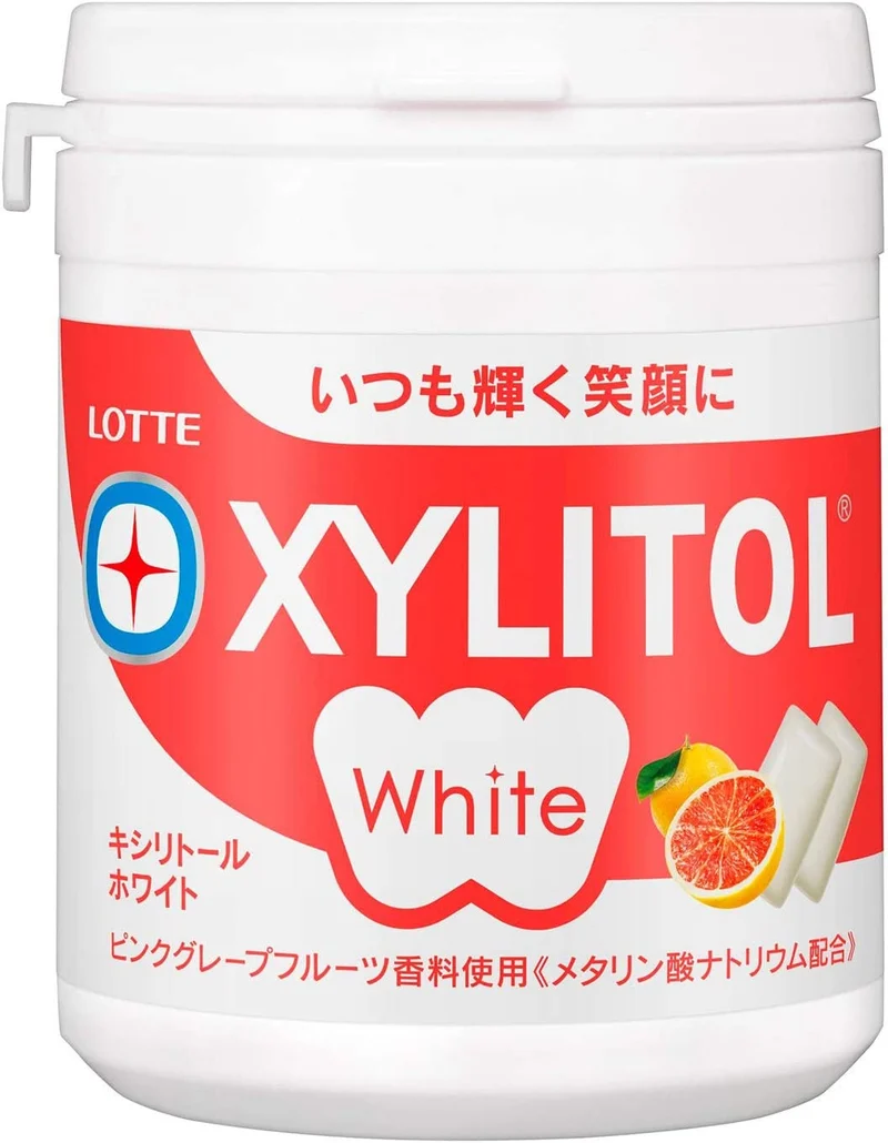 LOTTE XYLITOL Gum White (Pink Grapefruit) Family Bottle 143g