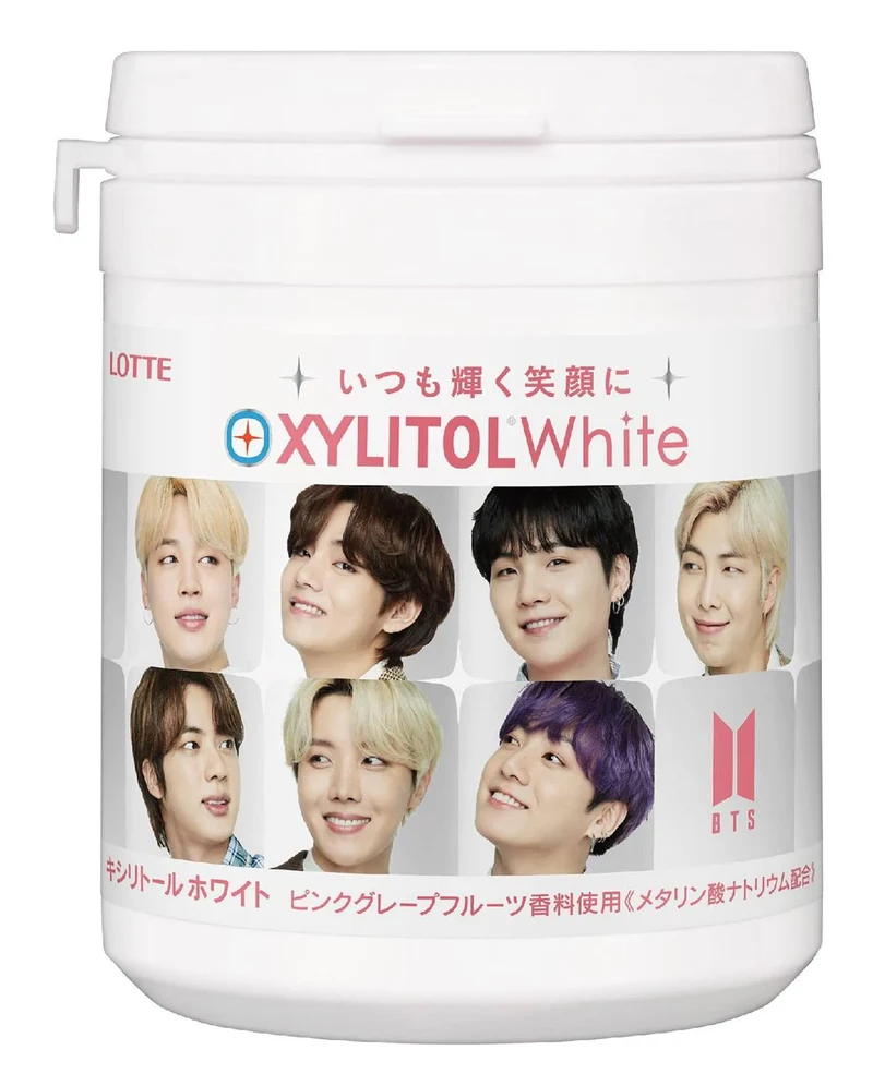 LOTTE XYLITOL BTS WHITE (Pink Grapefruit) Family Bottle 143g
