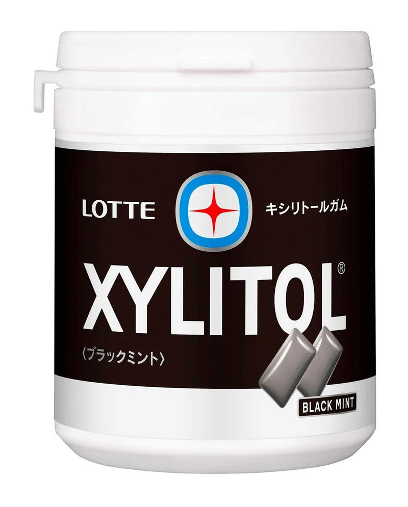 LOTTE Xylitol Gum (Black Mint) Family Bottle 143g