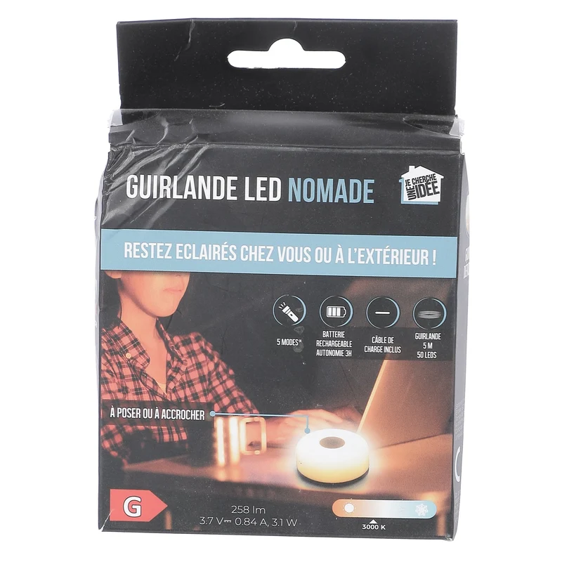 Guirlande 30 leds 5m rechargeable