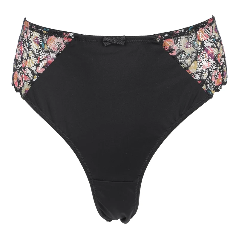 Slip dentelle imprimée noir